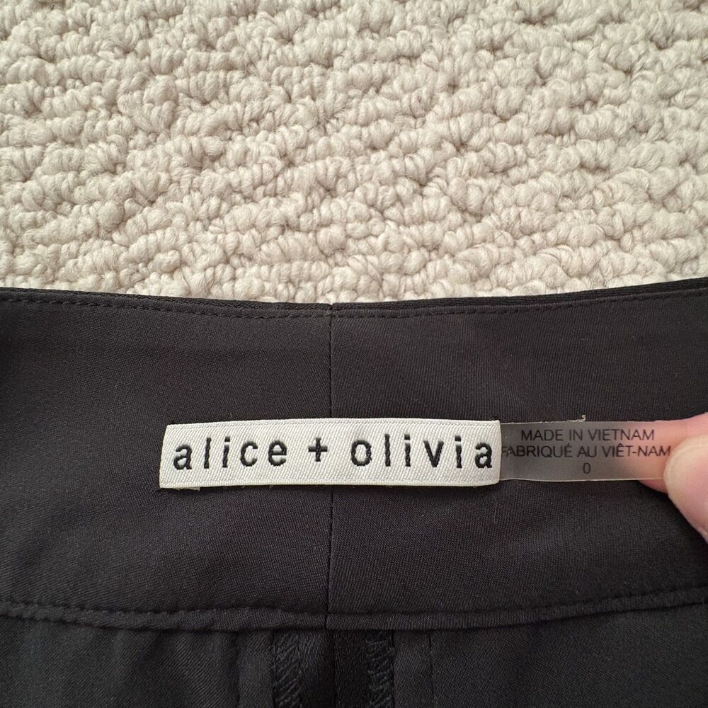 Alice + Olivia Women's Black High-Rise Wide Leg Satin Pants Size 0 Pockets - Picture 9 of 12